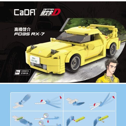 Xe Mazda FD3S RX-7 của Takahashi Keisuke trong Initial D CaDA C55013 hướng dẫn lắp ráp CaDA 55013 Mô hình Mazda RX-7