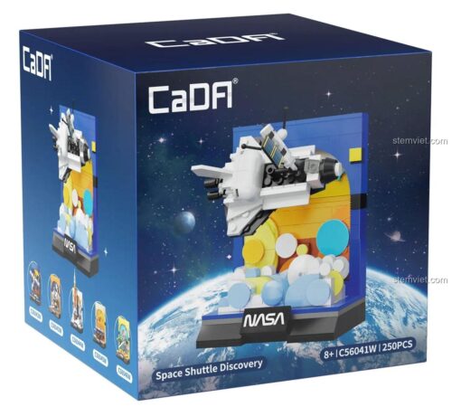 Hộp sản phẩm bộ lắp ráp Tàu vũ trụ NASA Discovery CaDA C56041, với 250 mảnh ghép, là món quà sinh nhật ý nghĩa.