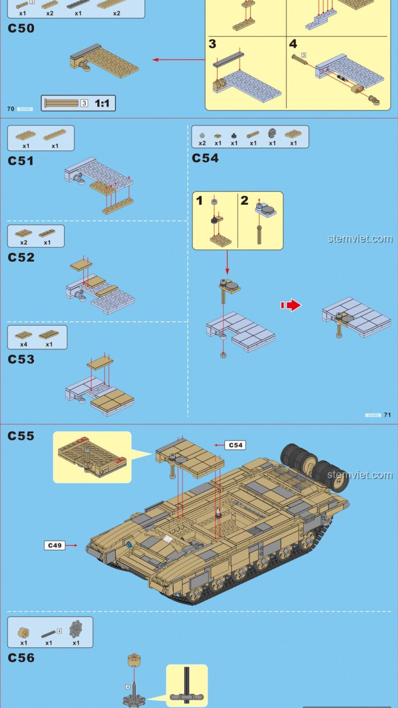 Xe tăng quân sự T-90 CaDA C61003 sách lắp ghép CaDA C61003 Xe tăng quân đội T-90