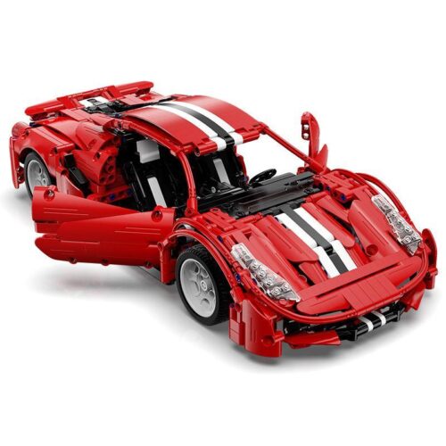 Mô hình hoàn thiện của bộ lắp ráp Siêu xe Ferrari 488 CaDA C61049, màu đỏ rực rỡ, cửa mở, dành cho bé trai 8 tuổi.