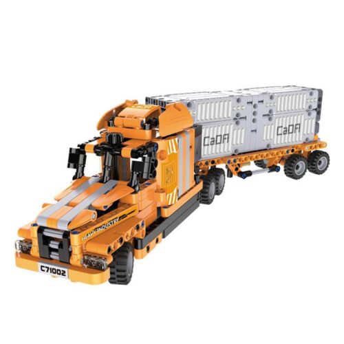 Bộ lắp ráp xe tải container CaDA C71002, đồ chơi kỹ thuật cho bé trai 6 tuổi giá rẻ, một trong 10 mô hình của bộ Phòng Thí Nghiệm Cơ Khí Bến Cảng.
