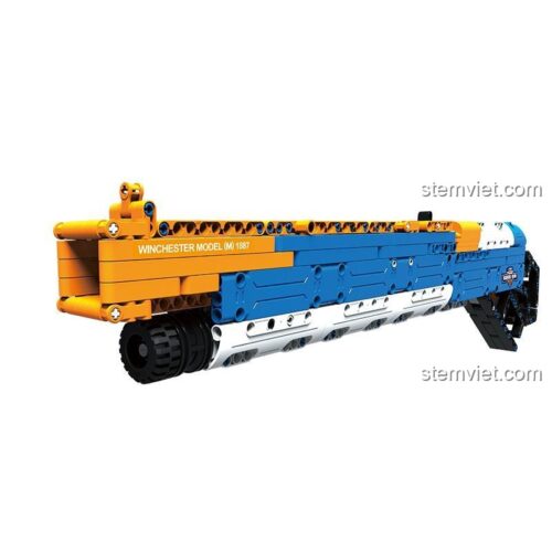Mô hình Súng Săn Winchester M1887 Double Eagle C81004 nhìn từ bên cạnh, thể hiện chi tiết thiết kế tỉ lệ 1:1, phù hợp cho bé trai 8 tuổi yêu thích đồ chơi lắp ráp.