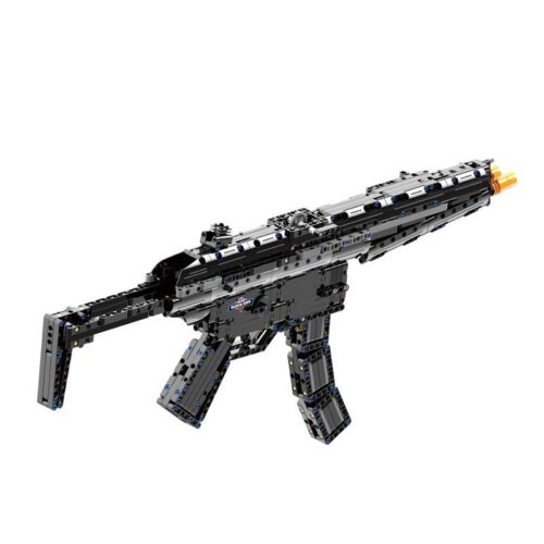 Mô hình súng tiểu liên MP5 CaDA C81006 góc nhìn chính diện, một bộ xếp hình hấp dẫn cho con trai 8 tuổi, giá rẻ.