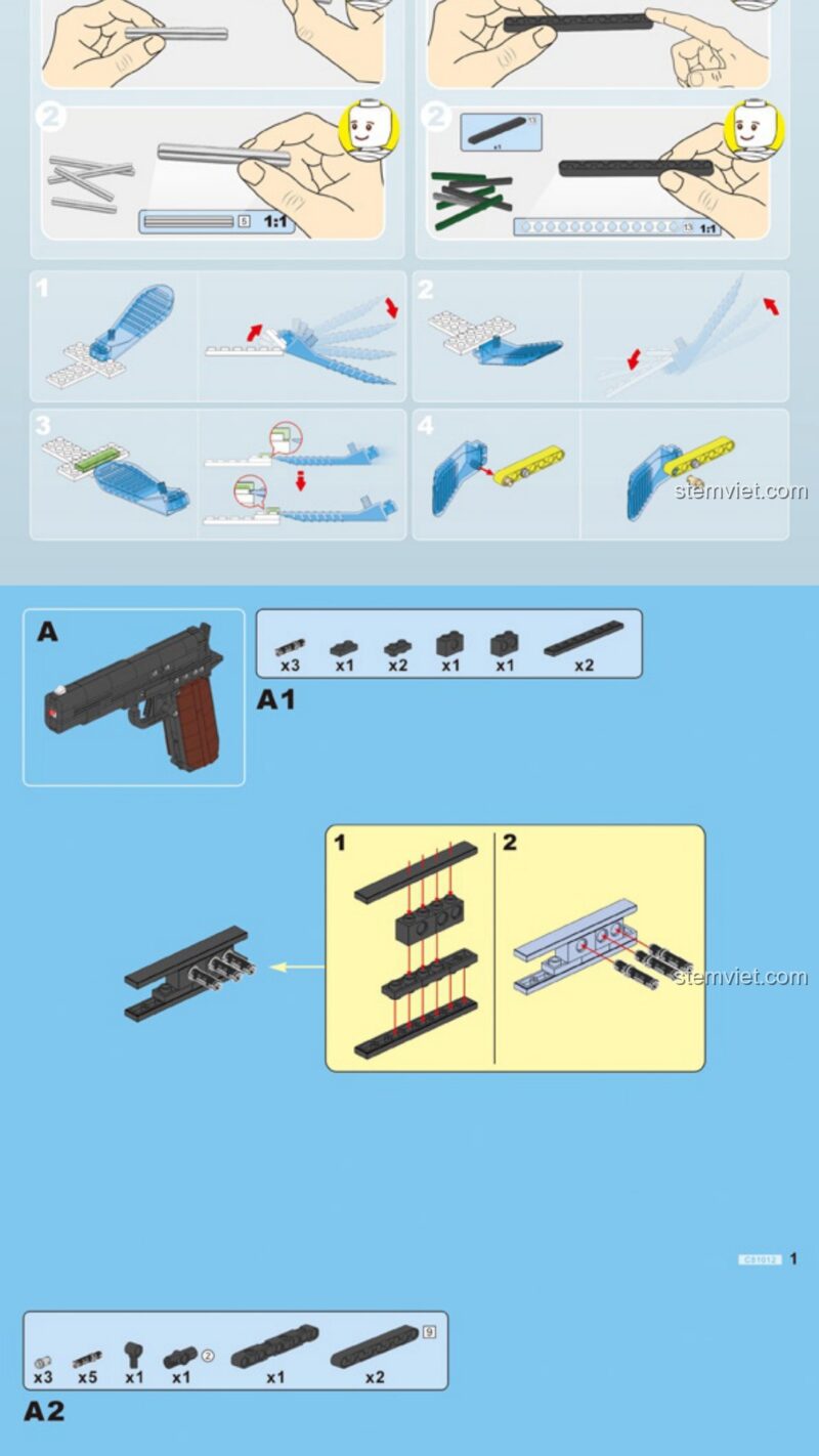 Súng Lục Colt M1911 CaDA C81012 hướng dẫn lắp ghép CaDA 81012 Mô hình súng Colt 1911