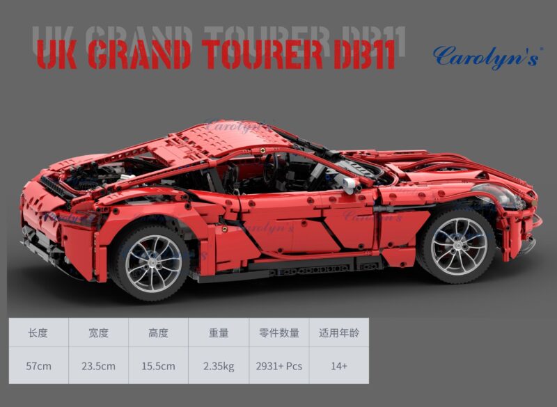 Bộ lắp ráp Carolyn's CJ-2002D Aston Martin DB11 siêu xe thể thao màu đỏ, mô hình hơn 2900 chi tiết, phù hợp con trai 14 tuổi, giá tốt.