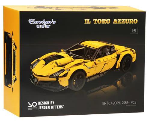 Hộp sản phẩm bộ lắp ráp Siêu xe Il Toro Azzurro Carolyn's CJ-2004, tỉ lệ 1:8, 2586 chi tiết, món quà hấp dẫn cho con trai trên 18 tuổi.