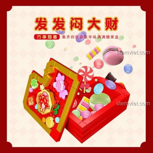 Hình ảnh quảng cáo đồ chơi mô hình Hộp kẹo Tết 12 con giáp Cayi 10009 màu xanh lá phong cách macaron.