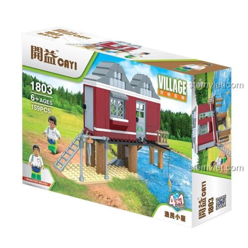 Hộp đồ chơi xếp hình CAYI 1803 Túp lều câu cá, lắp được 4 trong 1. Món quà sáng tạo cho bé trai từ 6 tuổi.