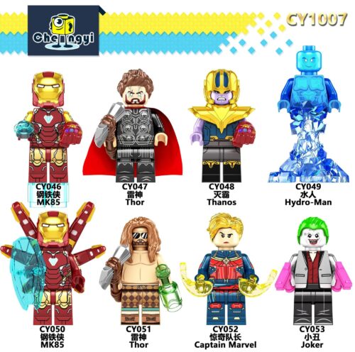 Bộ 8 minifigure siêu anh hùng Chengyi CY1007: Iron Man, Thor, Thanos, Hydro-Man, Captain Marvel, Joker