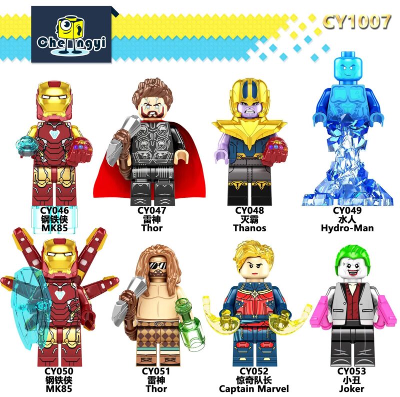Chengyi CY1007 Bộ 8 Siêu Anh Hùng - Iron Man, Thor, Thanos, Hydro-Man, Captain Marvel, Joker