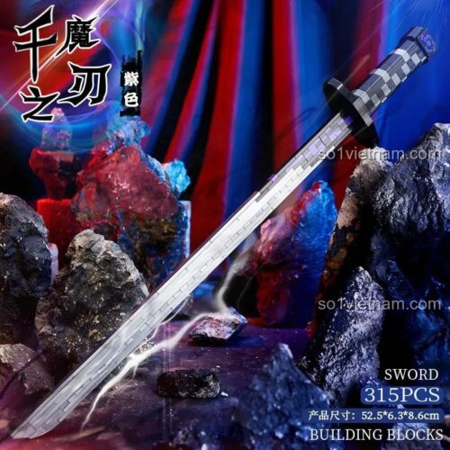 Mô hình kiếm Demon Slayer Tử sắc Chuangyipin 26802, bộ lắp ráp kiếm Katana 315 chi tiết cho bé trai 6 tuổi