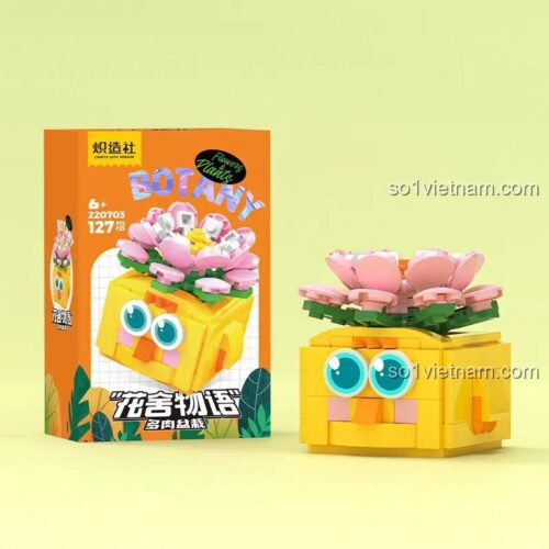 Hộp bộ lắp ghép Cizaozhe 220703 chậu cây cảnh mini hình gà con 127 mảnh, thiết kế dễ thương, giá rẻ cho bé gái 6 tuổi