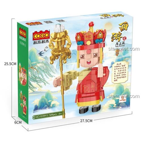 Hộp sản phẩm đồ chơi mô hình COGO 15709-5 Đường Tam Tạng, quà tặng ý nghĩa cho bé trai mê truyện Tây Du Ký.