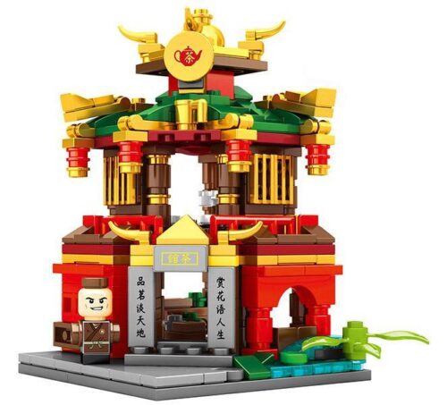 Ảnh chụp chi tiết bộ lắp ghép Tiệm Trà Giang Nam COGO 15903A, một đồ chơi mô hình kiến trúc Trung Hoa cổ dành cho con gái 6 tuổi, giá tốt.