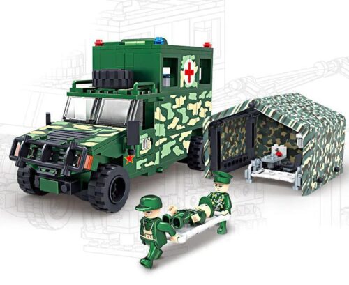 Xe cứu thương quân sự Đông Phong Mạnh Liệt COGO 17007, bộ đồ chơi quân sự cho bé trai 6 tuổi, có lều y tế đi kèm, 402 chi tiết, giá tốt
