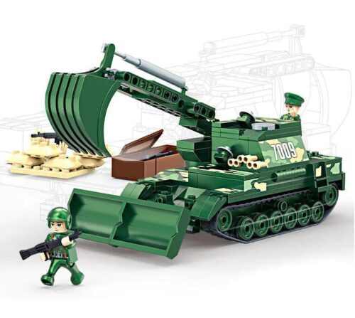 Xe Tăng Kỹ Thuật Bọc Xích COGO 17009, bộ đồ chơi quân sự cho bé trai 6 tuổi, với 357 chi tiết, màu xanh lá chủ đạo, có minifigure lính.
