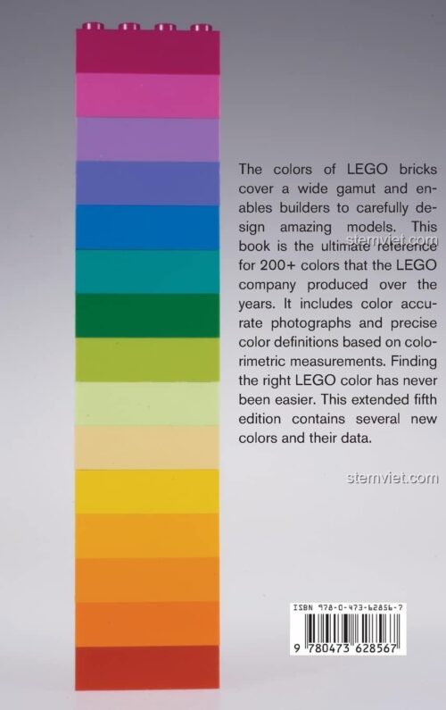 Bìa sau sách Bảng màu LEGO® không chính thức ISBN9780473628567, hiển thị dải màu gạch và mã vạch.