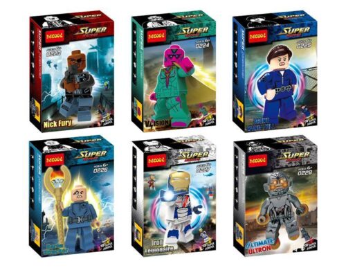 Bộ đồ chơi Minifigure Siêu Anh Hùng Decool 0223, bộ 6 nhân vật Marvel có cơ chế nhảy Super Jumper, phù hợp bé trai 6 tuổi, giá tốt.