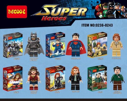 Đồ chơi lắp ráp Armored Batman và Superman Decool 0238-0243, minifigure siêu anh hùng cho bé 6 tuổi, giá rẻ.