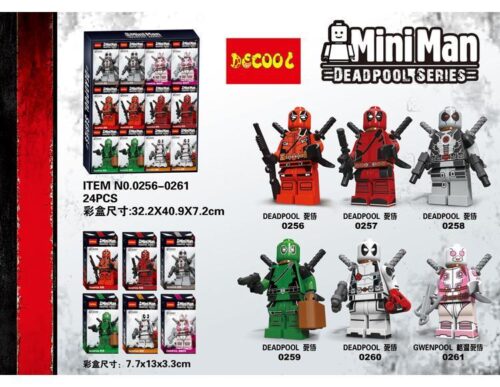 Bộ lắp ghép DECOOL 0256 Bộ 6 Minifigure Deadpool, đồ chơi lắp ráp nhân vật Deadpool và Gwenpool, tương thích LEGO®, giá tốt cho bé trai 6 tuổi.