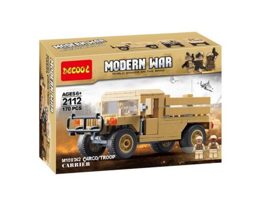 Hộp đồ chơi lắp ráp xe chở quân Humvee M1097A2 Decool 2112 giá rẻ, gồm 170 chi tiết, phù hợp cho bé trai 6 tuổi.