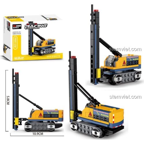 Đồ chơi lắp ráp Xe Công Trình Mini Decool 22078 với kích thước mô hình 10.9cm dài và 5.8cm cao, phù hợp bé trai 6 tuổi.