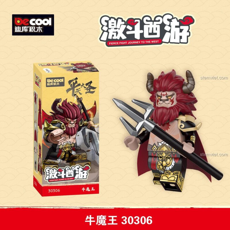 Hộp sản phẩm và minifigure Ngưu Ma Vương Decool 30306, một lựa chọn thay thế tiết kiệm cho LEGO®.