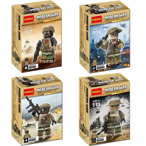 Bộ đồ chơi Lính Đặc Nhiệm Mỹ Decool 308-311, set 4 minifigure lính đặc nhiệm, đồ chơi lắp ghép giá rẻ cho bé trai 6 tuổi, tương thích LEGO®.