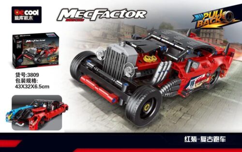 Bộ lắp ráp xe đua Hot Rod cổ điển Decool 3809 MecFactor với động cơ kéo lùi, đồ chơi cho bé trai 6 tuổi.