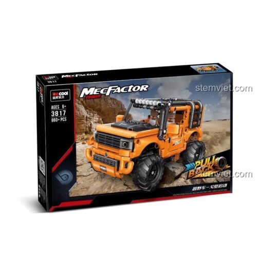 Hộp sản phẩm đồ chơi mô hình Decool 3817 Xe Off-road Chinh Phục Gobi, 860 chi tiết, có động cơ kéo lùi, giá rẻ.