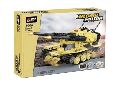 Hộp sản phẩm bộ lắp ráp xe tăng Apocalypse pháo điện từ nòng đôi Decool 3906, đồ chơi điều khiển từ xa cho bé trai 6 tuổi.