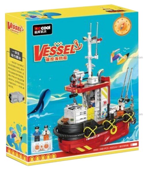 Hình ảnh hộp sản phẩm bộ lắp ráp Thuyền câu cá trên biển 3909 của hãng Decool, món quà giá tốt cho bé.
