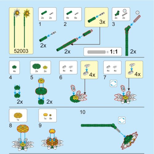 Bó Hoa Cúc Họa Mi Nhỏ Decool 52003 sách hướng dẫn Decool 52003 Cúc Họa Mi lắp ráp PDF gốc chất lượng cao
