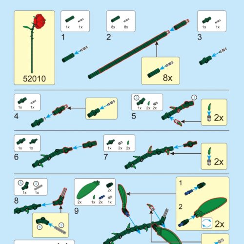 Bó Hoa Hồng DECOOL 52010 hướng dẫn lắp ráp DECOOL 52010 Mô hình Hoa Hồng