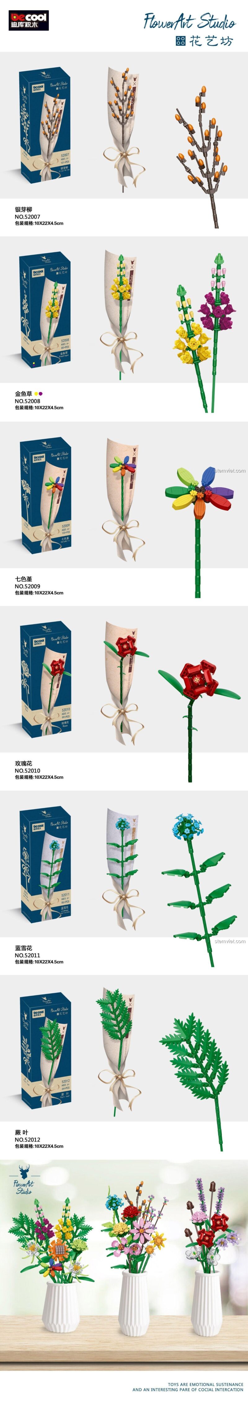 đồ chơi xây dựng Cây Cảnh Lắp Ghép 52012, bộ khối lắp ghép hoa trang trí, đồ chơi sáng tạo DECOOL, món quà ý nghĩa