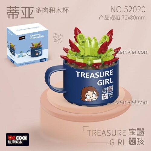 Đồ chơi lắp ráp Cây mọng nước Decool 52020 Sedeveria Letizia, bộ xếp hình Chậu cây cảnh cho bé gái 6 tuổi, chất lượng cao