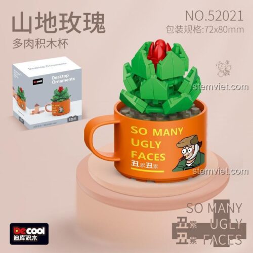 Decool 52021 bộ lắp ghép cây cảnh mini, mô hình cây cảnh 21, đồ chơi lắp ghép cây mọng nước, bộ xếp hình cây cảnh để bàn, cho bé 6 tuổi, con gái, con trai, giá rẻ.