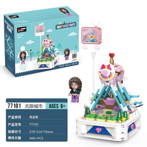 Bộ lắp ghép Tàu Cướp Biển Công Viên Giải Trí Decool 77101, đồ chơi xếp hình 468 mảnh cho bé gái 6 tuổi, giá rẻ.