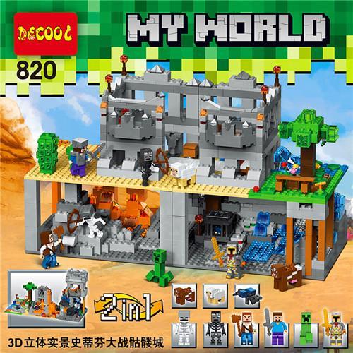 Bộ lắp ráp Decool 820 My World: Steve Đại Chiến Thành Phố Xương 2 Trong 1 (819 mảnh) cho bé trai 6 tuổi, giá tốt, chất lượng cao