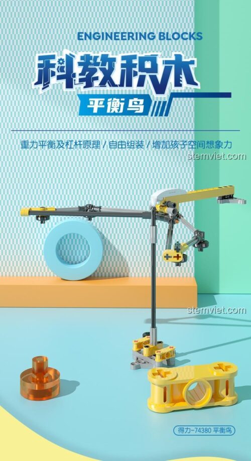 Hộp đồ chơi lắp ráp 74380 Chim Cân Bằng Deli, thể hiện nguyên lý cân bằng trọng lực, món quà giáo dục tuyệt vời cho bé 6 tuổi.