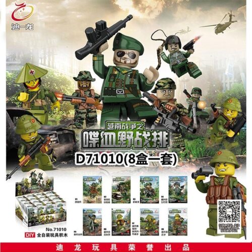 Bộ đồ chơi Lính Chiến Tranh Việt Nam Dilong D71010, bộ lắp ghép 8 minifigure lính biệt kích dũng mãnh cho bé trai 6 tuổi, giá tốt.