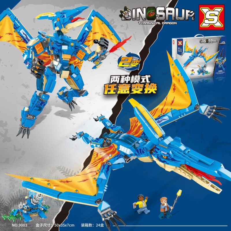 Bộ lắp ghép Khủng long Pterosaur SX9083 biến hình 2 trong 1, đồ chơi mô hình Robot Khủng long cho bé trai 6 tuổi, giá tốt.