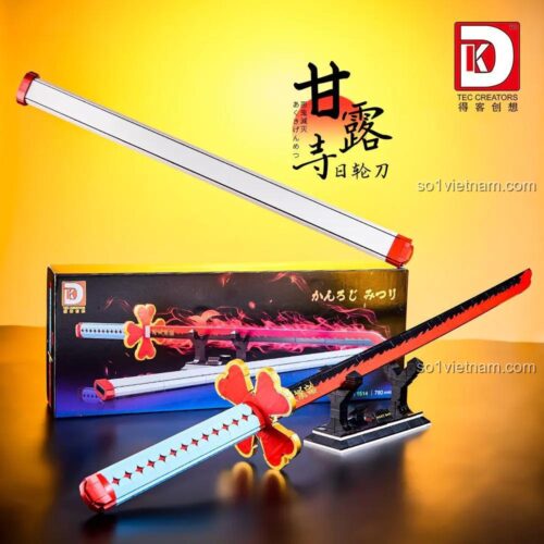 Hình ảnh hộp của đồ chơi mô hình Kiếm của Kanroji Mitsuri DK 1514, thể hiện hình ảnh sản phẩm hoàn chỉnh và logo hãng TEC CREATORS. Lựa chọn thay thế LEGO® giá tốt.
