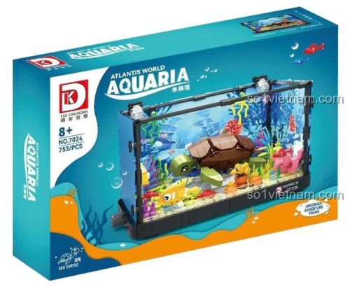 Hộp đồ chơi lắp ráp DK 7024 Bể cá sinh thái Rùa biển, chất lượng cao, phù hợp bé 8 tuổi, giá rẻ