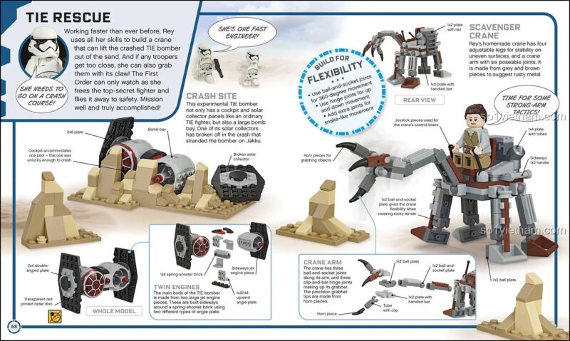 set đồ chơi DK ISBN 9780241357590, ý tưởng lắp ráp TIE Bomber và Scavenger Crane, rèn luyện kỹ năng giải quyết vấn đề cho bé trai 6 tuổi