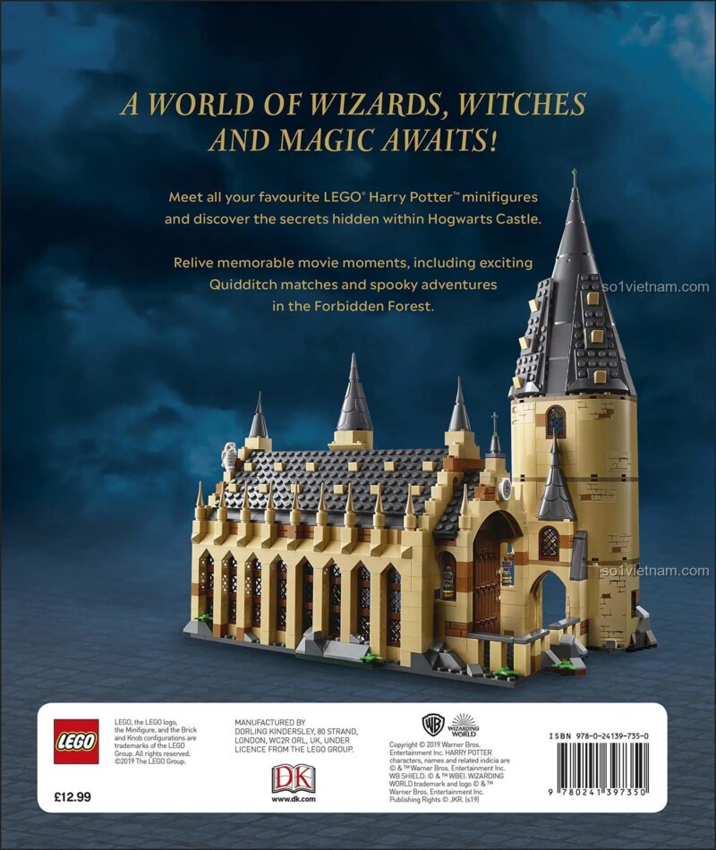 Sách hướng dẫn LEGO Harry Potter ISBN9780241397350, khám phá lâu đài Hogwarts, sách DK cho bé trai bé gái 8 tuổi, giá tốt.