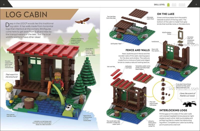 Sách ý tưởng nhà LEGO DK ISBN9780241506271, hướng dẫn xây nhà gỗ, phát triển tư duy, cho bé 6 tuổi, tiết kiệm