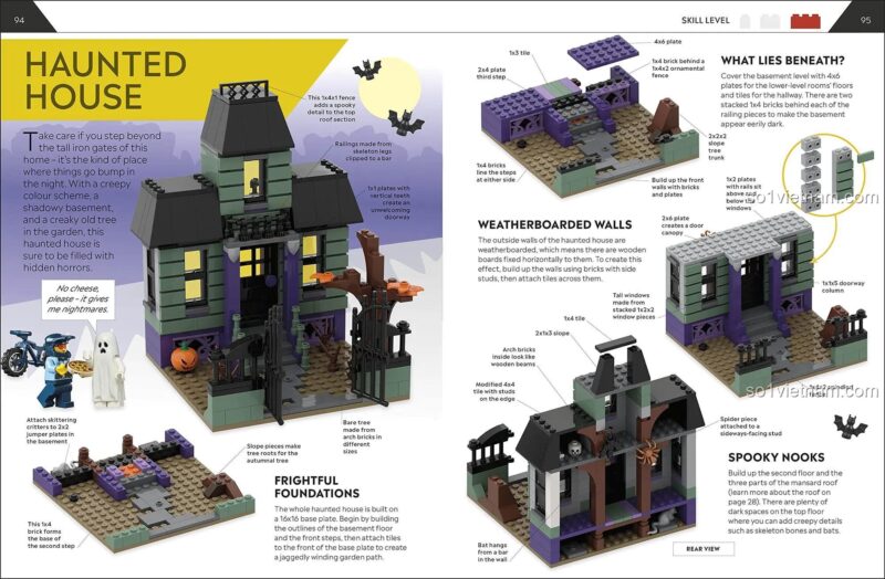 Sách hướng dẫn xây nhà LEGO DK ISBN9780241506271, nhà ma, hướng dẫn chi tiết, kiến trúc sư nhí, cho bé 6 tuổi, đáng tiền