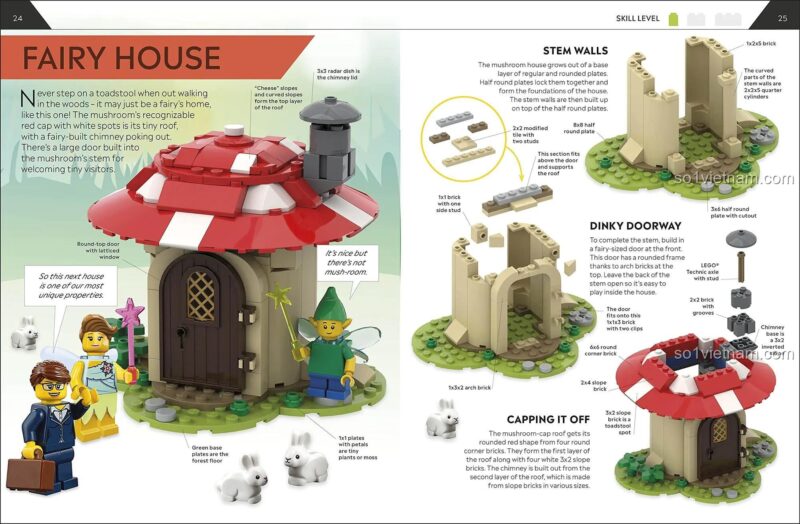Sách hướng dẫn xây nhà LEGO DK ISBN9780241506271, nhà cổ tích, ý tưởng bất tận, phát triển sáng tạo, cho bé gái 6 tuổi, đáng tiền