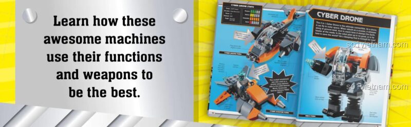 Sách LEGO Mechs ISBN9780744044614, sách đồ chơi LEGO Mechs, bí mật chiến đấu, sức mạnh robot, tiết kiệm cho bé trai 8 tuổi